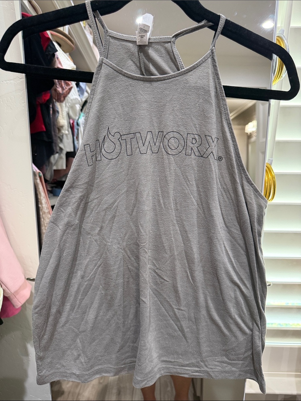 Hotworx Women's Gray Strappy Halter Tank